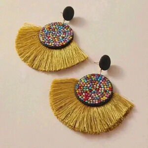 🆕Rhinestone Engraved Round & Fan Tassel Drop🆕